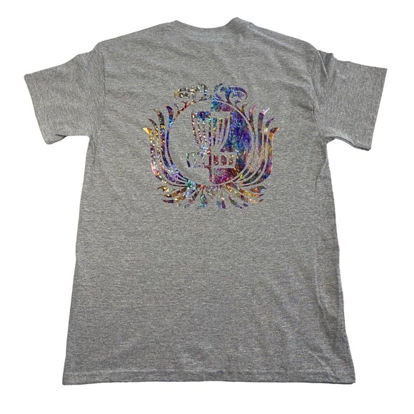 Disc Golf Shirt RAINBOW HOLOGRAPHIC Basket Logo Graphic T-Shirt M GREY - Picture 8 of 11
